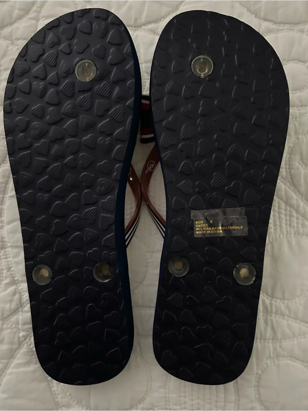 Brighton Floral Heart Print Bow Flip-Flops in Red, Blue, Green - Picture 2 of 4